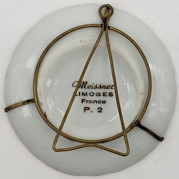 Limoges France Vintage Porcelain Cranberry Gold Gilt Romance Couple Mini Plate - Picture 2 of 6